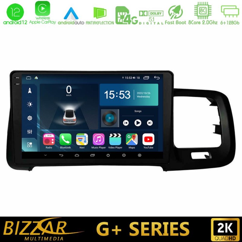 Bizzar G+ Series Volvo S60 2010-2018 8core Android12 6+128GB Navigation Multimedia Tablet 9