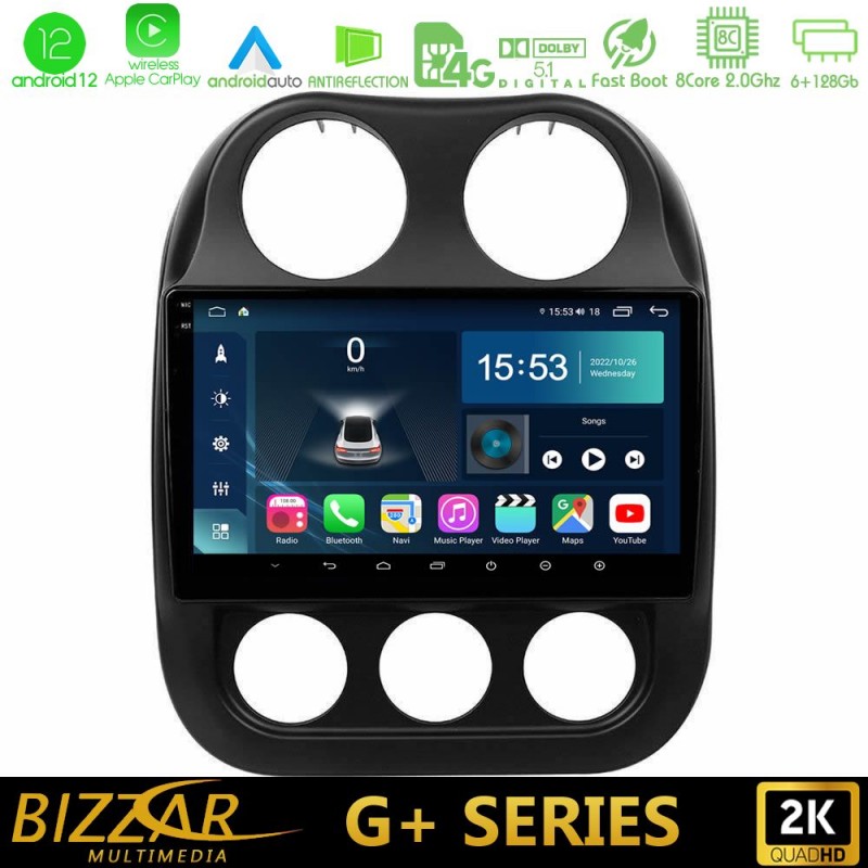 Bizzar G+ Series Jeep Compass 2010-2016 8core Android12 6+128GB Navigation Multimedia Tablet 9