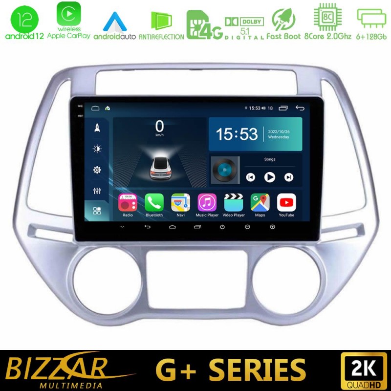 Bizzar G+ Series Hyundai i20 2012-2014 8core Android12 6+128GB Navigation Multimedia Tablet 9