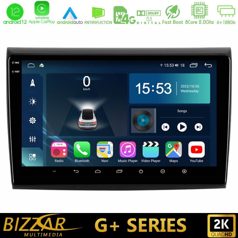 Bizzar G+ Series Fiat Bravo 8core Android12 6+128GB Navigation Multimedia Tablet 9