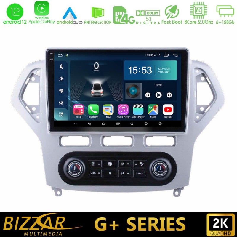 Bizzar G+ Series Ford Mondeo 2007-2011 (Auto A/C) 8Core Android12 6+128GB Navigation Multimedia Tablet 10