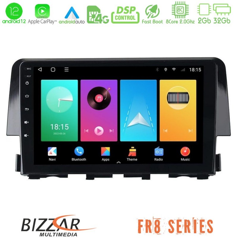 Bizzar FR8 Series Honda Civic 2016-2020 8core Android13 2+32GB Navigation Multimedia 9