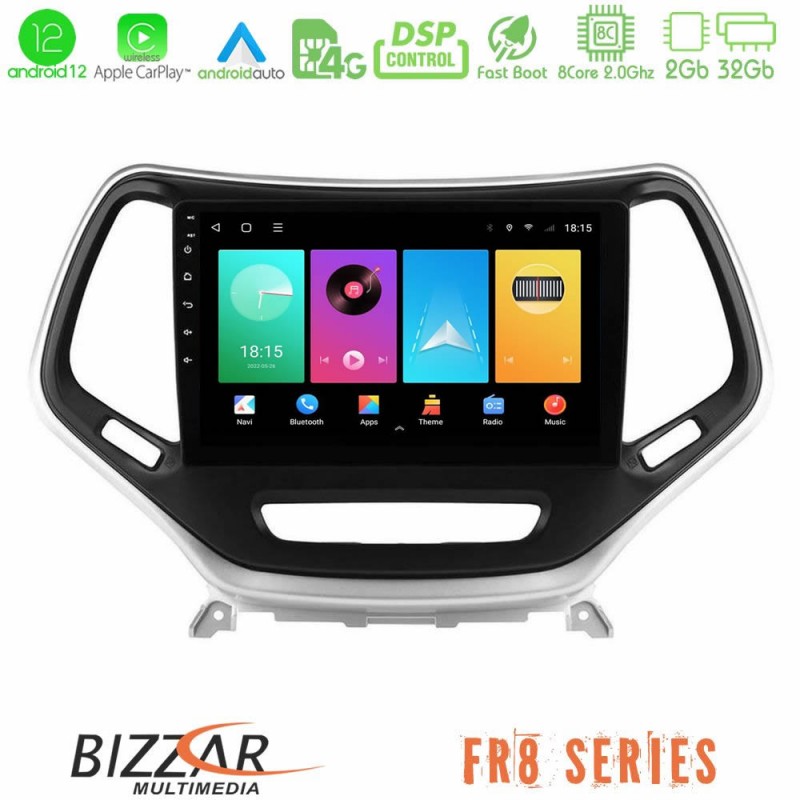 Bizzar FR8 Series Jeep Cherokee 2014-2019 8core Android13 2+32GB Navigation Multimedia Tablet 9