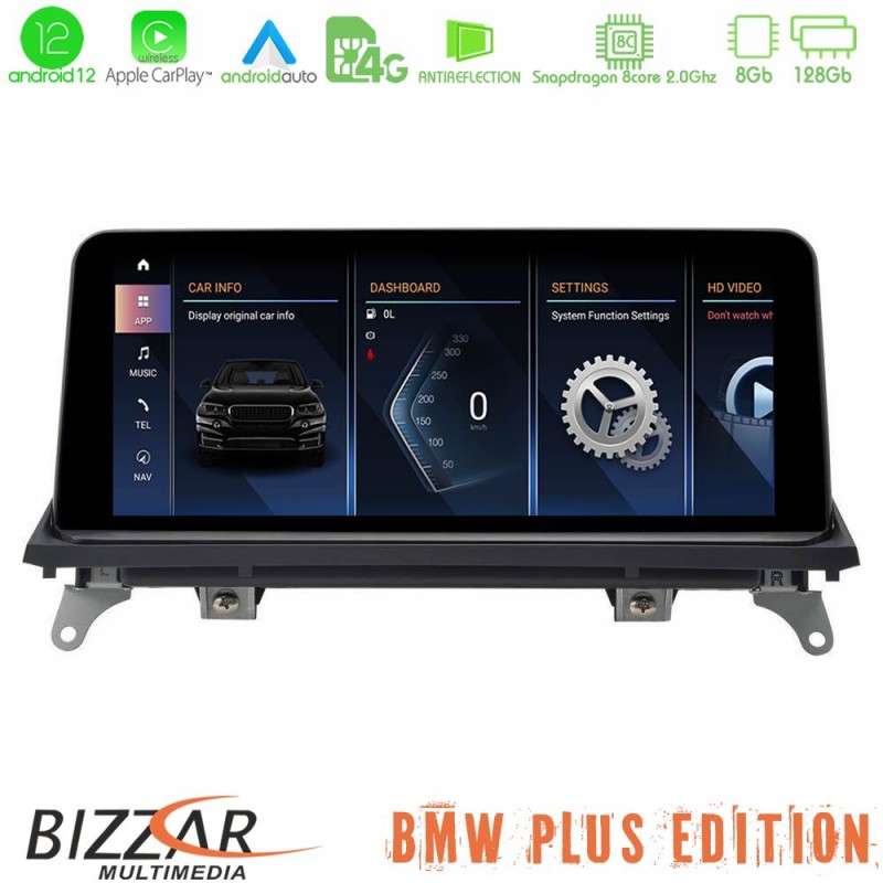 Bizzar Plus Edition BMW X5 & X6 2007-2010 Android13 8Core (8+128GB) Navigation Multimedia 10.25″ HD Anti-Glare Blue Ray