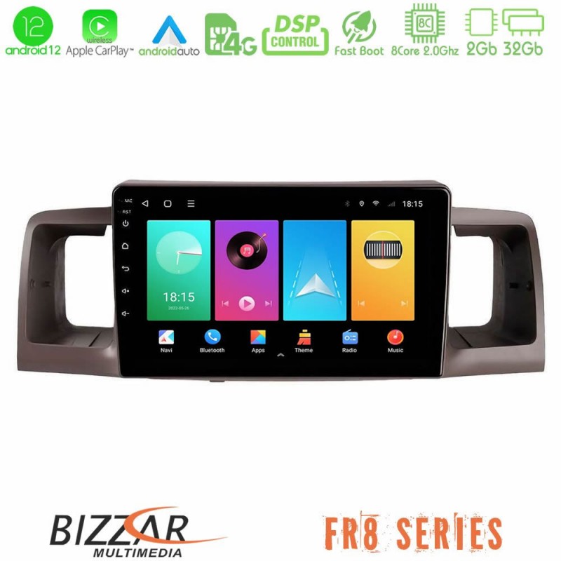 Bizzar FR8 Series Toyota Corolla 2002-2006 8Core Android13 2+32GB Navigation Multimedia Tablet 9