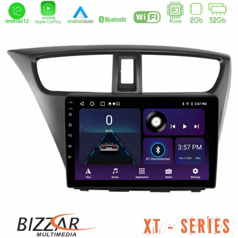 Bizzar XT Series Honda Civic Hatchback 2012-2015 4Core Android12 2+32GB Navigation Multimedia Tablet 9