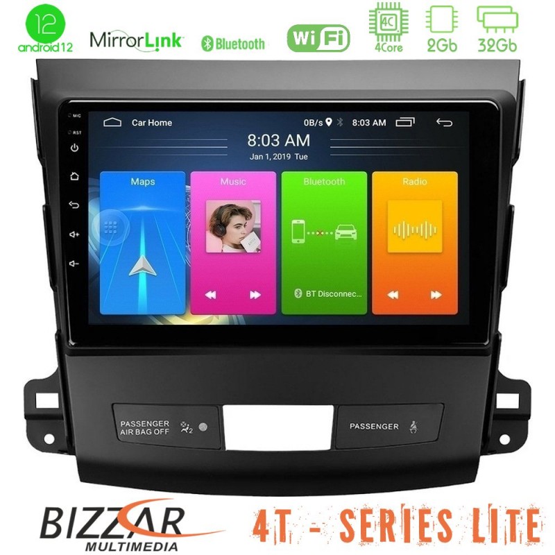 Bizzar 4T Series Mitsubishi Outlander/Citroen C-Crosser/Peugeot 4007 4Core Android13 2+32GB Navigation Multimedia Tablet 9