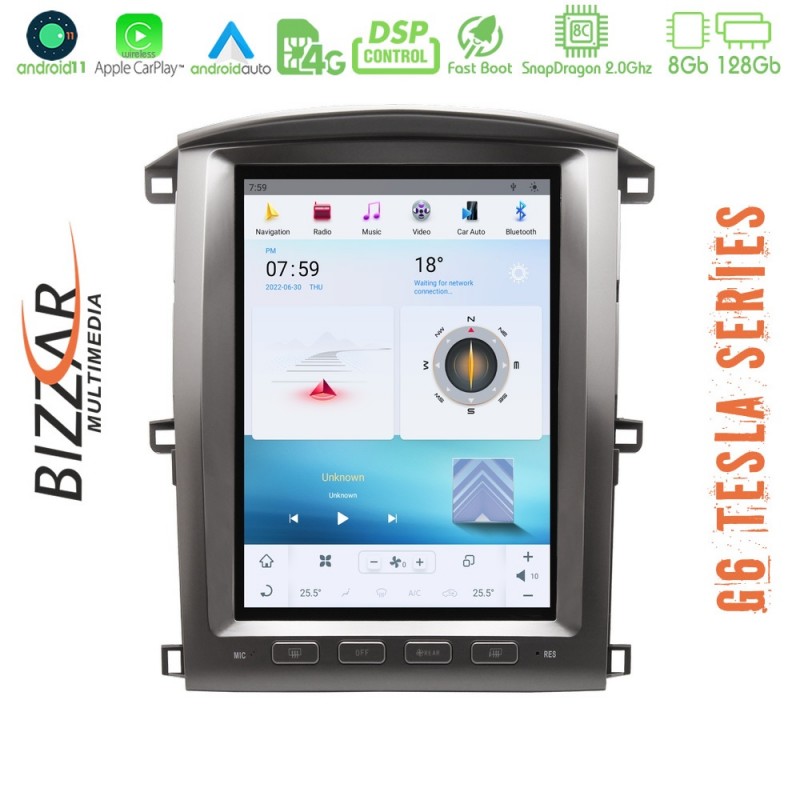 Bizzar Toyota Land Cruiser J100 Android 11 (8+128GB) Tesla Multimedia Station 12,1