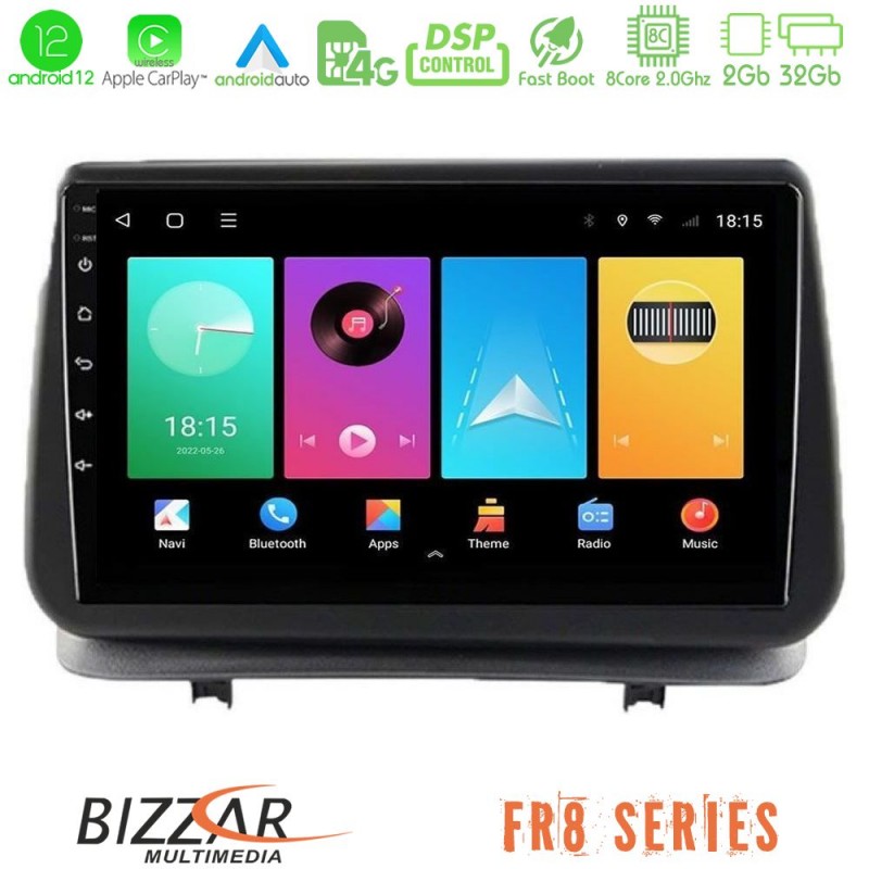 Bizzar FR8 Series Renault Clio 2005-2012 8core Android13 2+32GB Navigation Multimedia Tablet 9