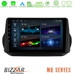 Bizzar M8 Series Fiat Fiorino/Citroen Nemo/Peugeot Bipper 8core Android13 4+32GB Navigation Multimedia Tablet 9