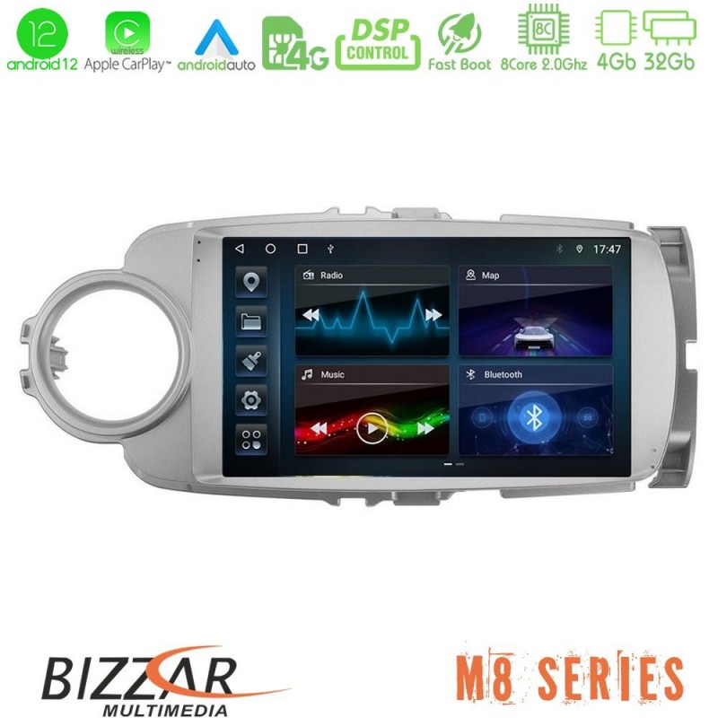 Bizzar M8 Series Toyota Yaris 8core Android13 4+32GB Navigation Multimedia Tablet 9