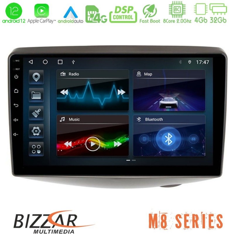 Bizzar M8 Series Toyota Yaris 1999 - 2006 8core Android13 4+32GB Navigation Multimedia Tablet 9