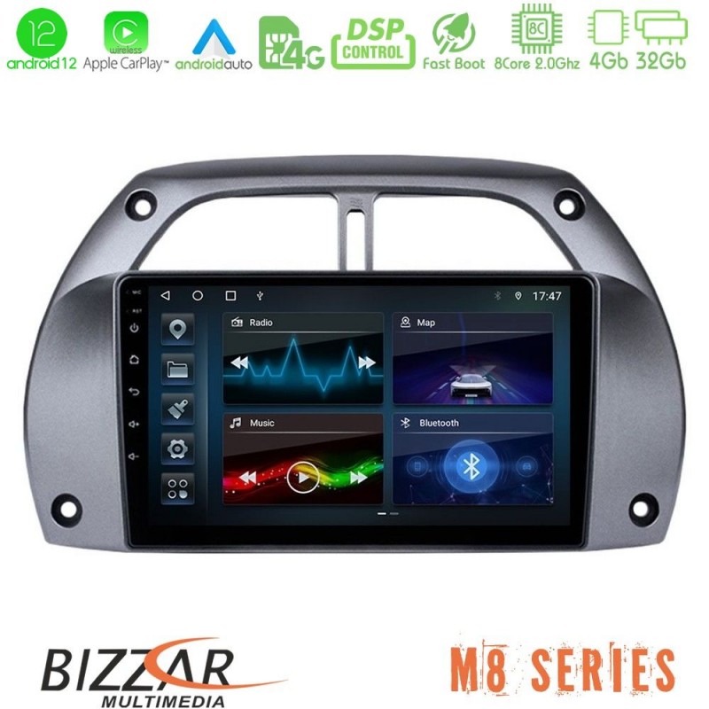 Bizzar M8 Series Toyota RAV4 2001 - 2006 8core Android13 4+32GB Navigation Multimedia Tablet 9