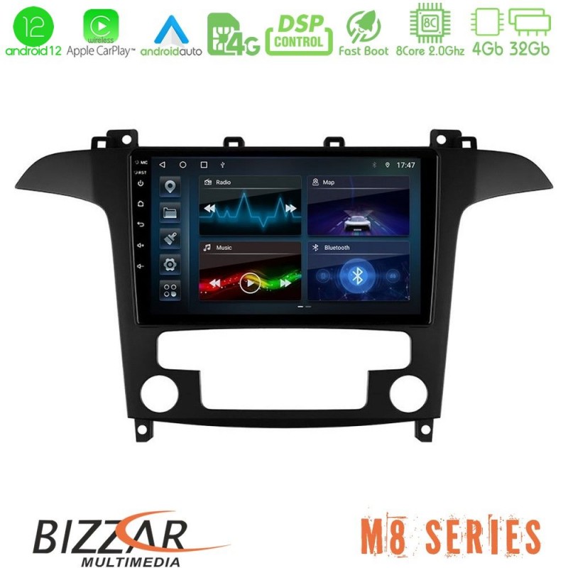 Bizzar M8 Series Ford S-Max 2006-2012 8core Android13 4+32GB Navigation Multimedia Tablet 9