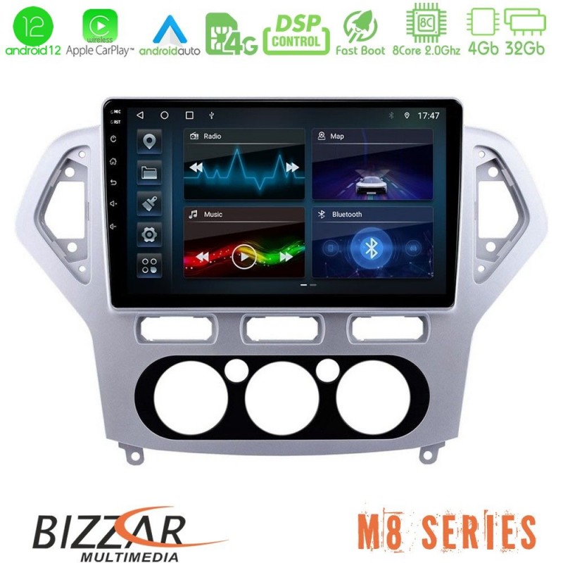 Bizzar M8 Series Ford Mondeo 2007-2010 Manual A/C 8core Android13 4+32GB Navigation Multimedia Tablet 10