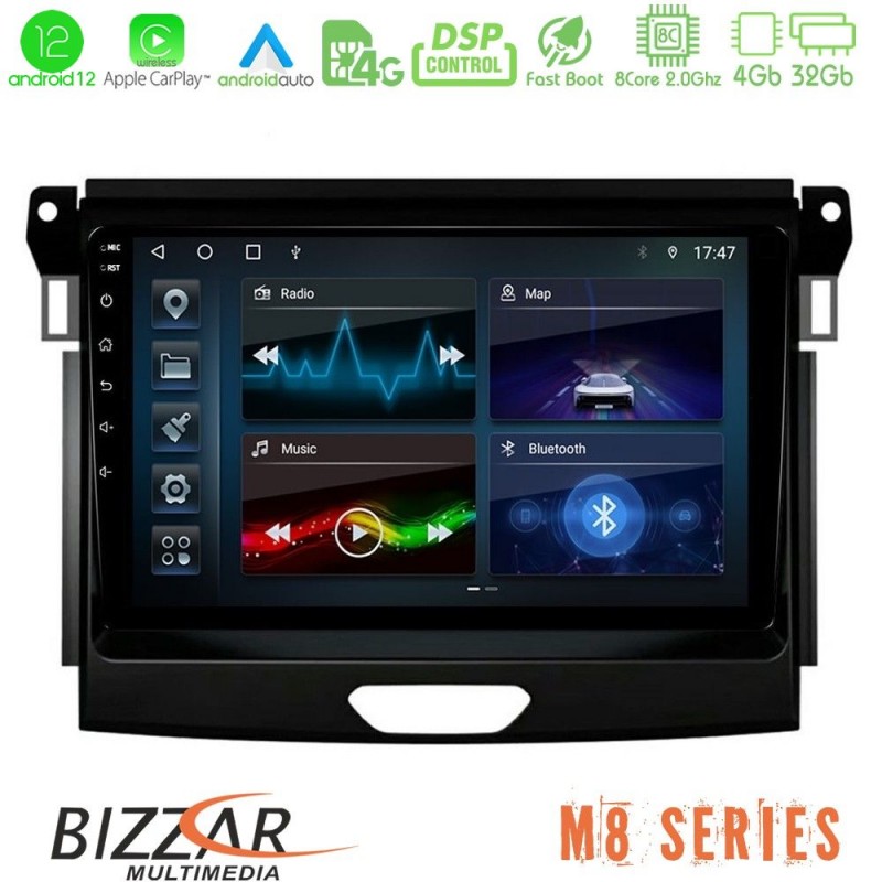 Bizzar M8 Series Ford Ranger 2017-2022 8core Android13 4+32GB Navigation Multimedia Tablet 9