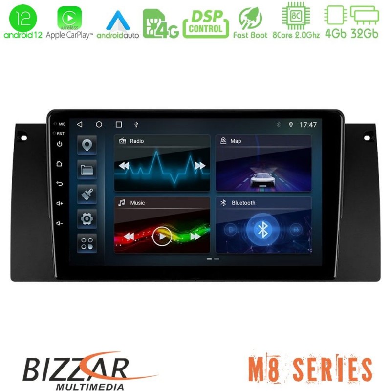 Bizzar M8 Series BMW 5 Series (E39) / X5 (E53) 8core Android13 4+32GB Navigation Multimedia Tablet 9