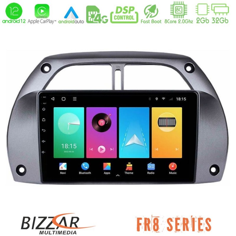 Bizzar FR8 Series Toyota RAV4 2001 - 2006 8core Android13 2+32GB Navigation Multimedia Tablet 9