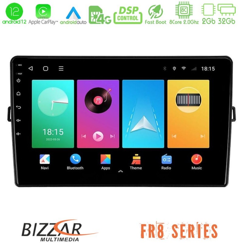 Bizzar FR8 Series Toyota Auris 8core Android13 2+32GB Navigation Multimedia Tablet 10