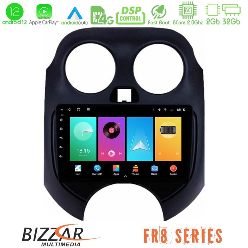 Bizzar FR8 Series Nissan Micra 2011-2014 8core Android13 2+32GB Navigation Multimedia Tablet 9