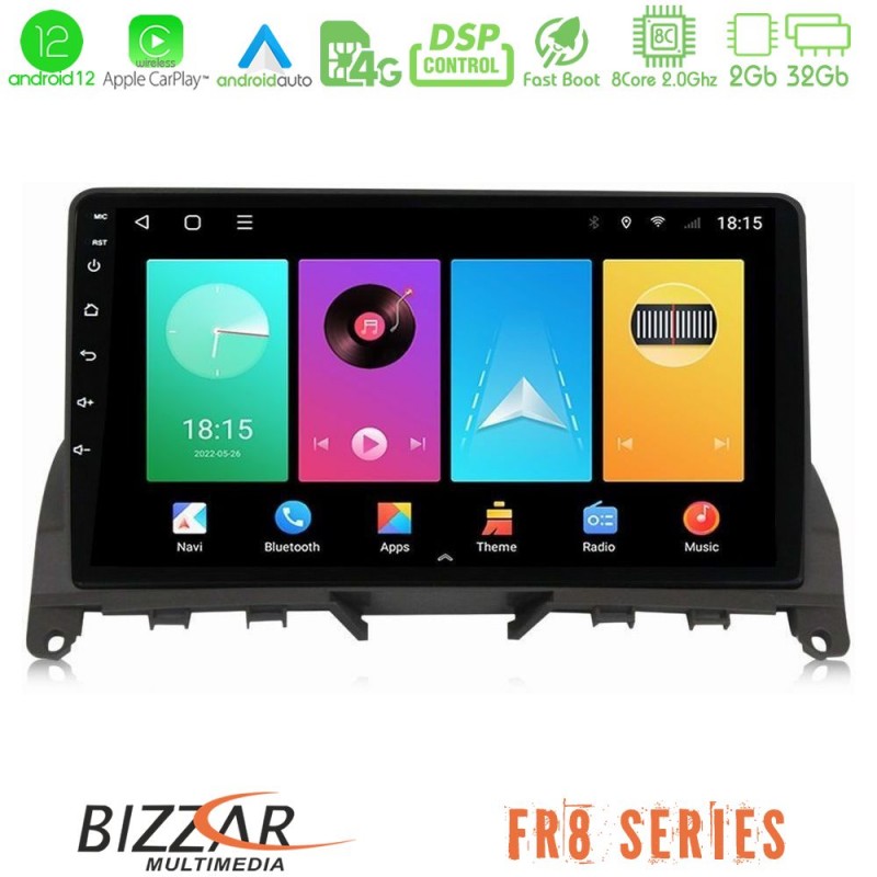 Bizzar FR8 Series Mercedes C Class W204 8core Android13 2+32GB Navigation Multimedia 9