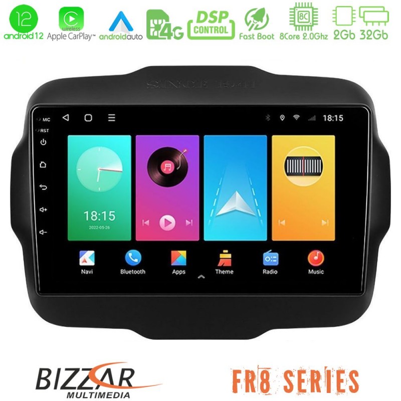 Bizzar FR8 Series Jeep Renegade 2015-2019 8core Android13 2+32GB Navigation Multimedia Tablet 9