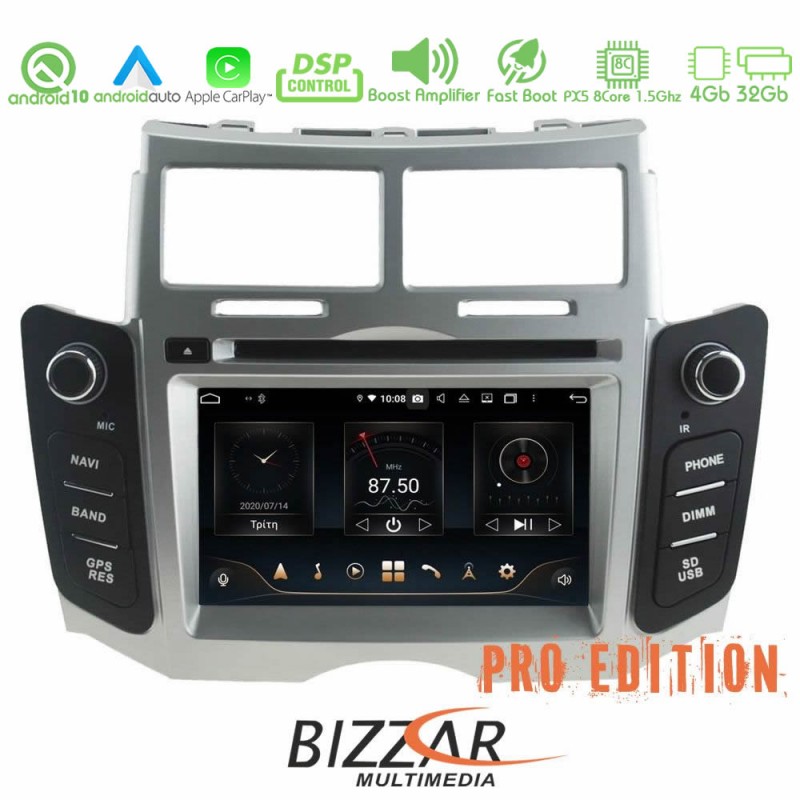 Bizzar Toyota Yaris Silver Color Android 10 8core Navigation Multimedia