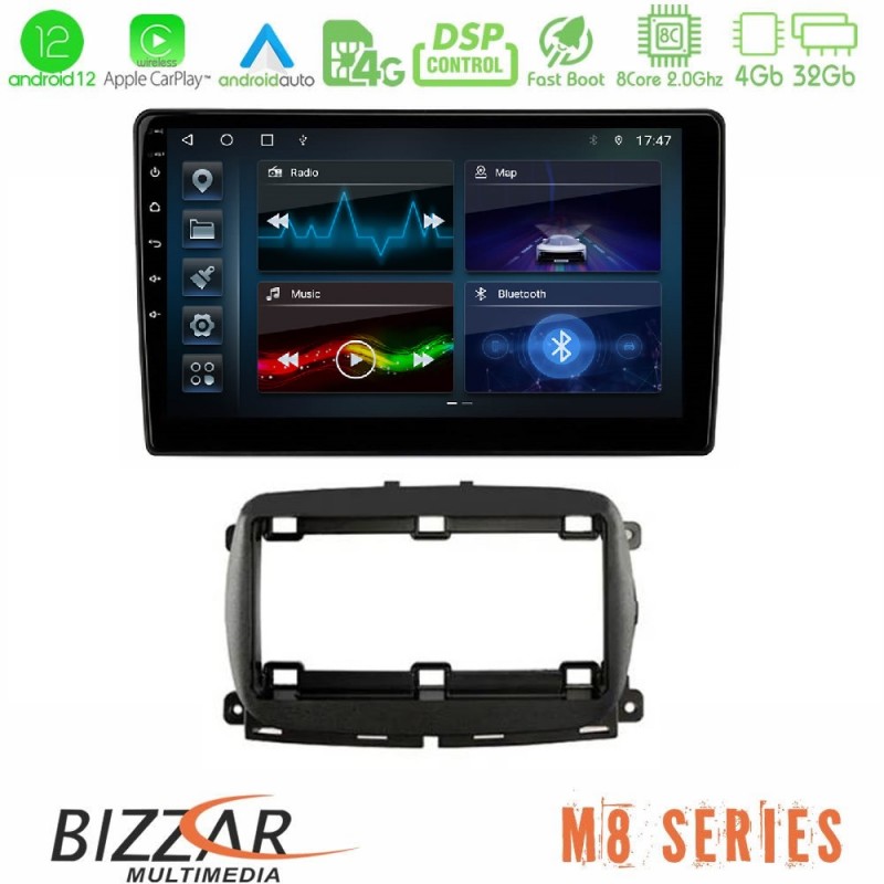 Bizzar M8 Series Fiat 500 2016&gt; 8core Android13 4+32GB Navigation Multimedia Tablet 9