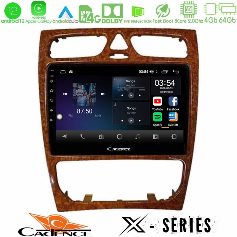 Cadence X Series Mercedes C Class (W203) 8core Android12 4+64GB Navigation Multimedia 9