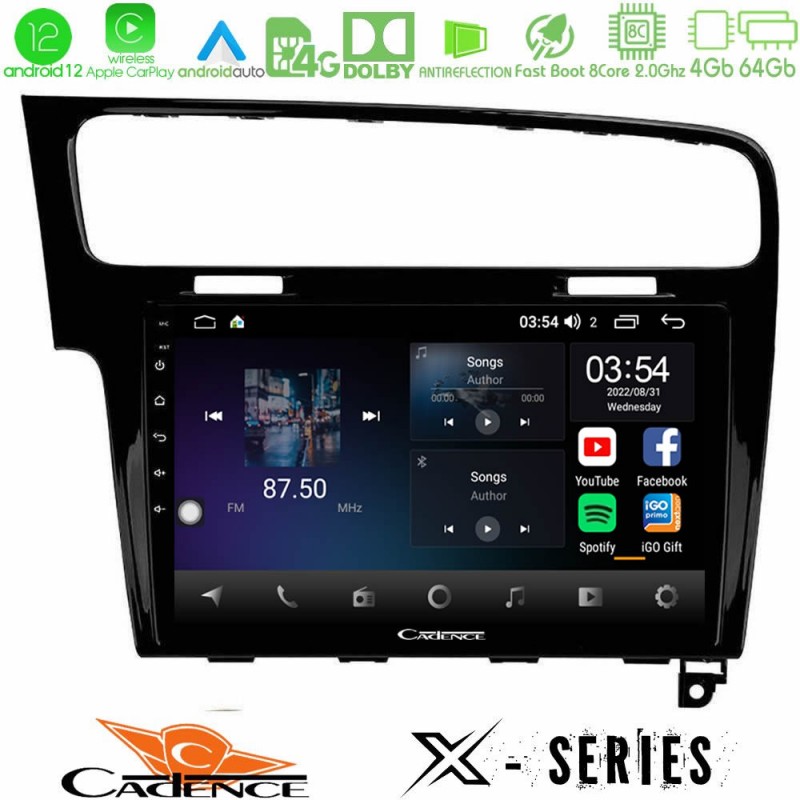 Cadence X Series VW GOLF 7 8core Android12 4+64GB Navigation Multimedia Tablet 10