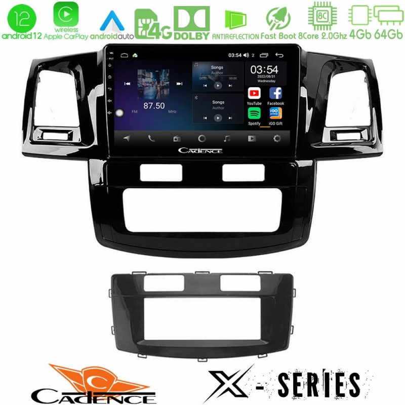 Cadence X Series Toyota Hilux 2007-2011 8core Android12 4+64GB Navigation Multimedia Tablet 9