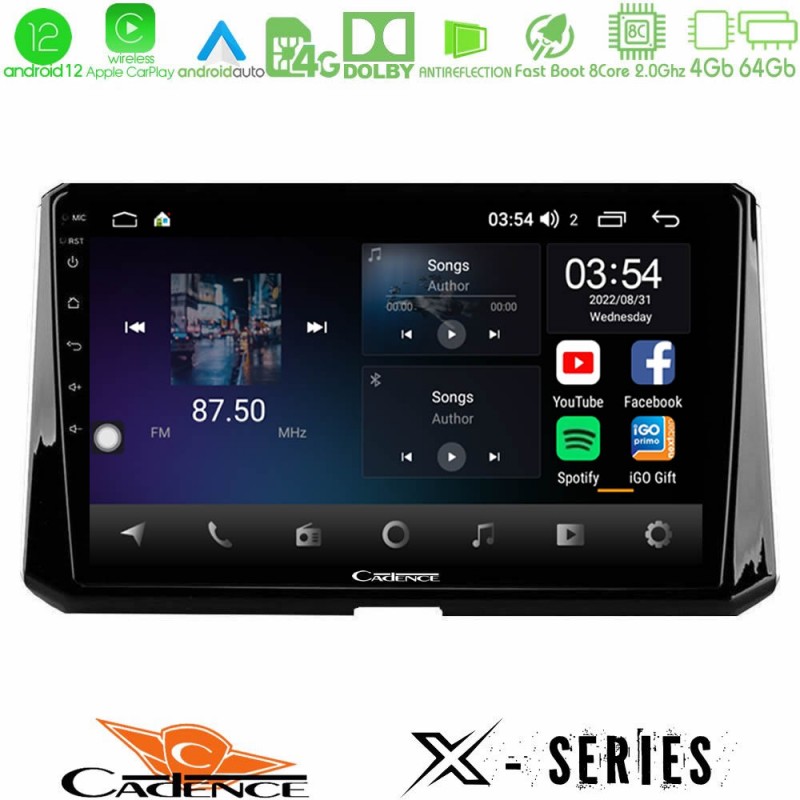 Cadence X Series Toyota Corolla 2019-2022 8core Android12 4+64GB Navigation Multimedia Tablet 10