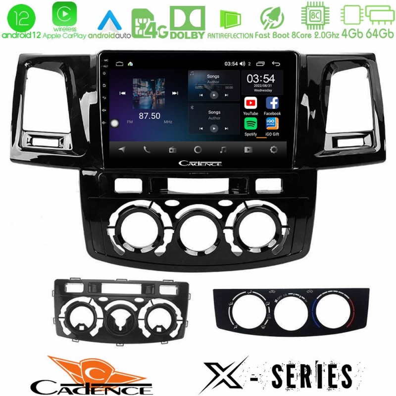 Cadence X Series Toyota Hilux 2007-2011 8core Android12 4+64GB Navigation Multimedia Tablet 9