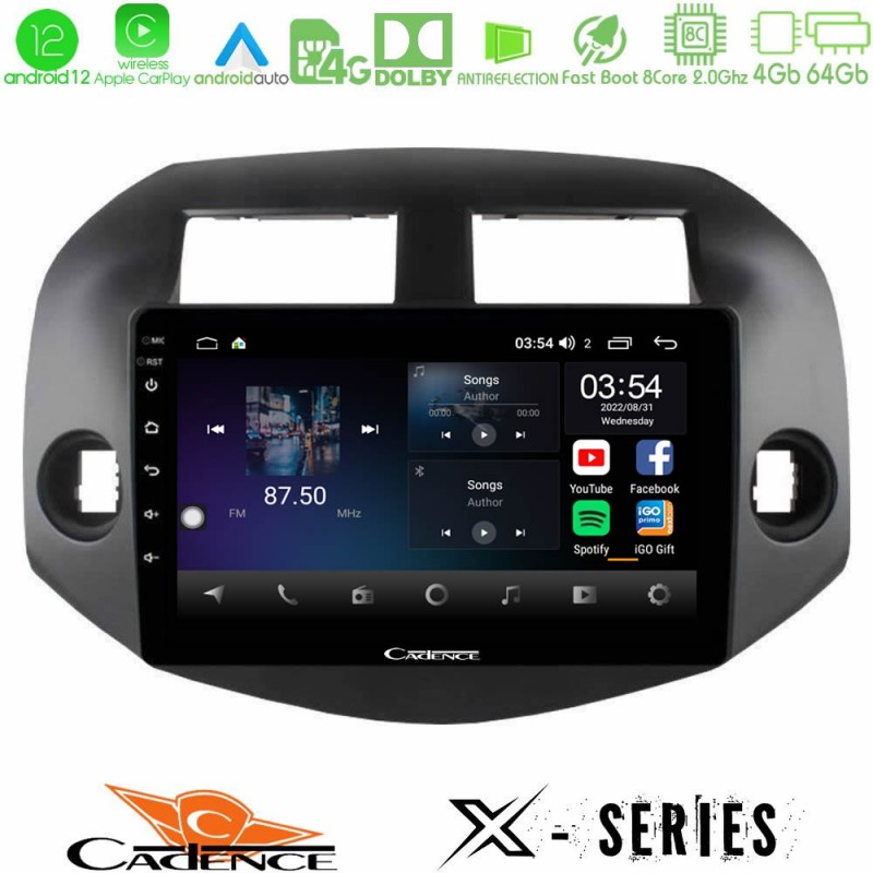 Cadence X Series Toyota Rav4 2006-2012 8core Android12 4+64GB Navigation Multimedia Tablet 10