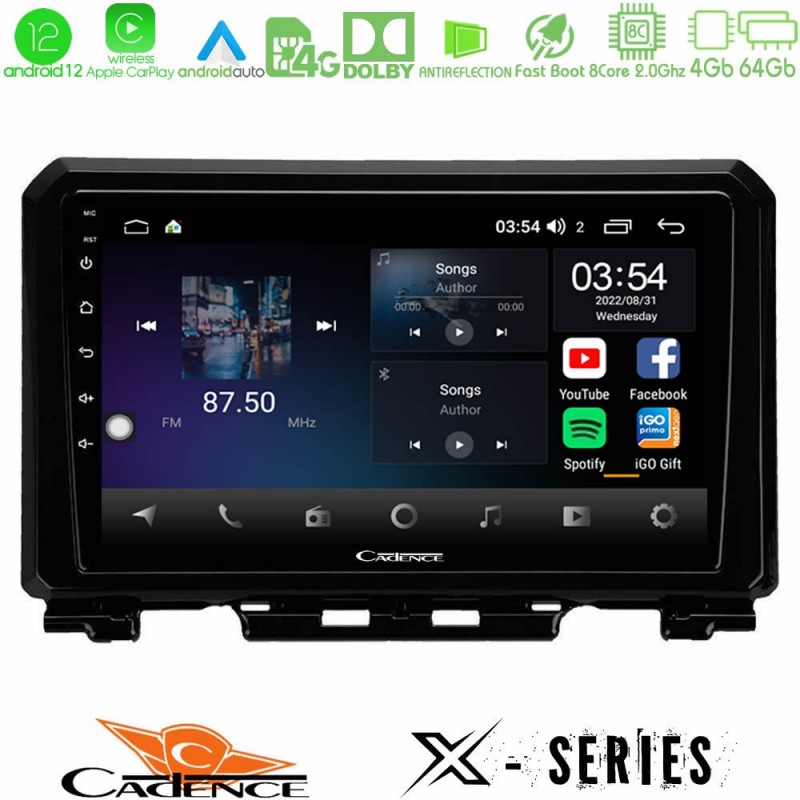 Cadence X Series Suzuki Jimny 2018-2022 8core Android12 4+64GB Navigation Multimedia Tablet 9