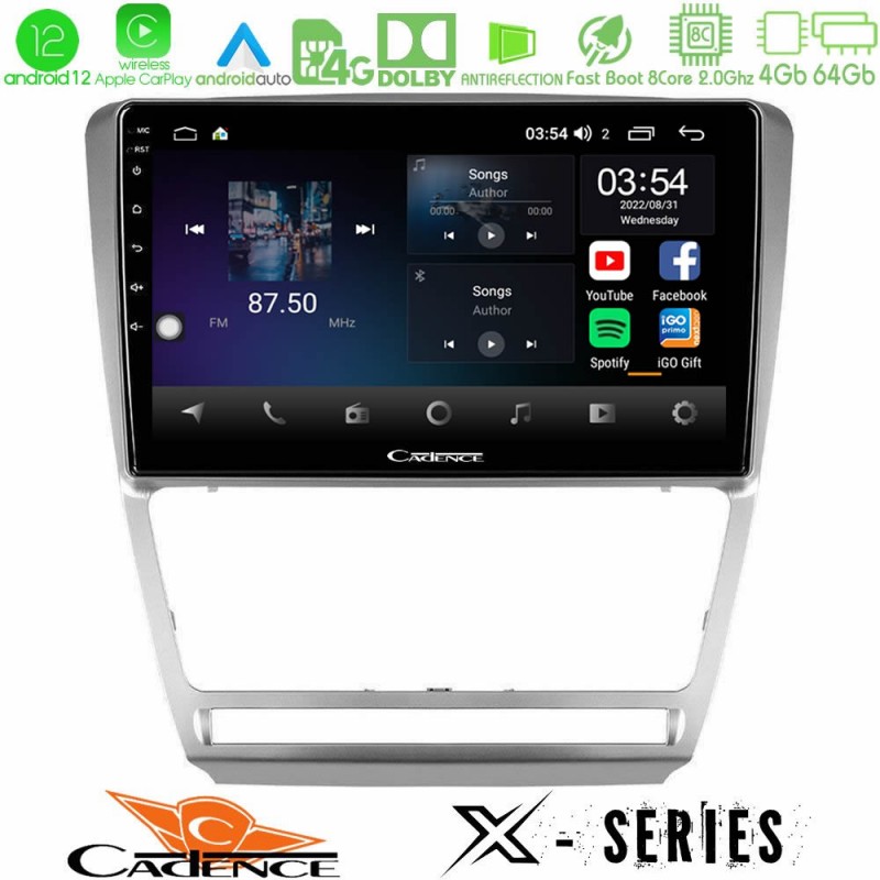 Cadence X Series Skoda Octavia 5 8core Android12 4+64GB Navigation Multimedia Tablet 10