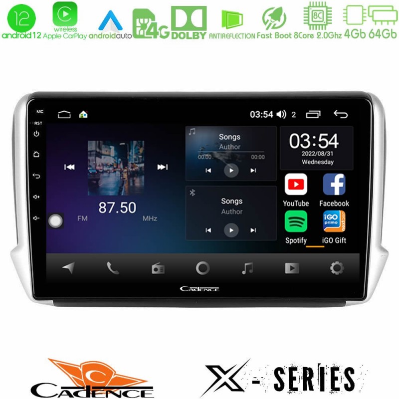 Cadence X Series Peugeot 208/2008 8core Android12 4+64GB Navigation Multimedia Tablet 10