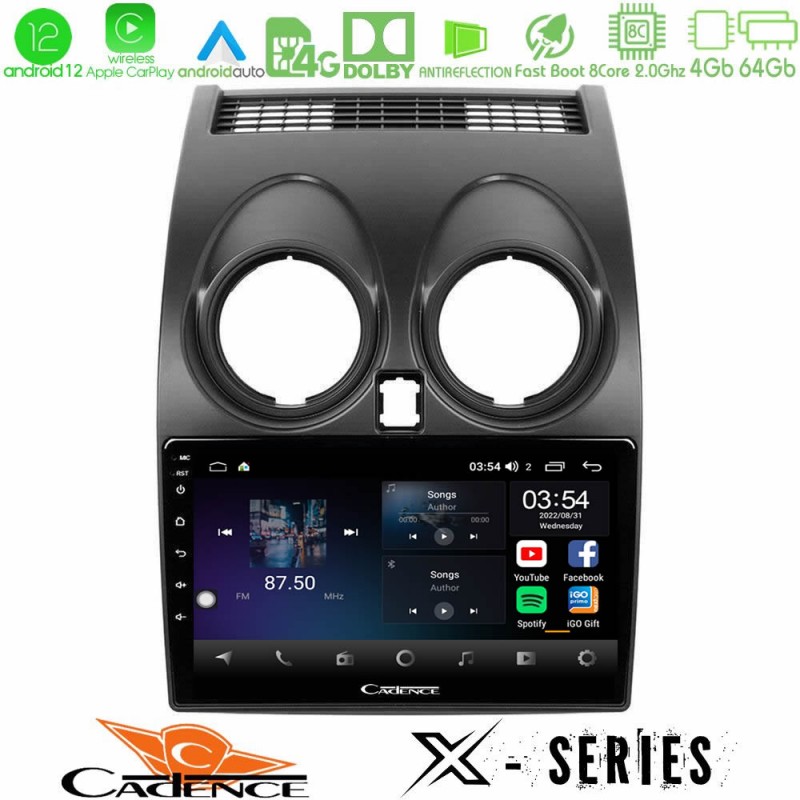 Cadence X Series Nissan Qashqai J10 8core Android12 4+64GB Navigation Multimedia Tablet 9