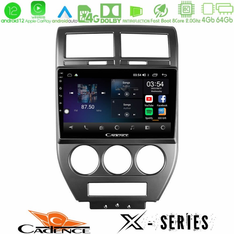 Cadence X Series Jeep Compass/Patriot 2007-2009 8core Android12 4+64GB Navigation Multimedia Tablet 10