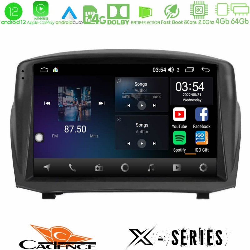 Cadence X Series Ford Fiesta 2008-2016 8core Android12 4+64GB Navigation Multimedia Tablet 9