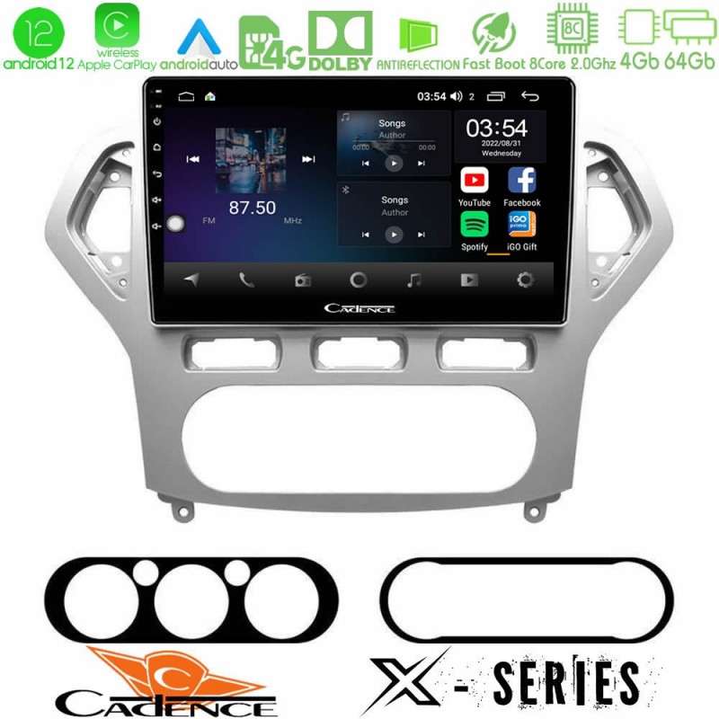 Cadence X Series Ford Mondeo 2007-2010 AUTO A/C 8core Android12 4+64GB Navigation Multimedia Tablet 10