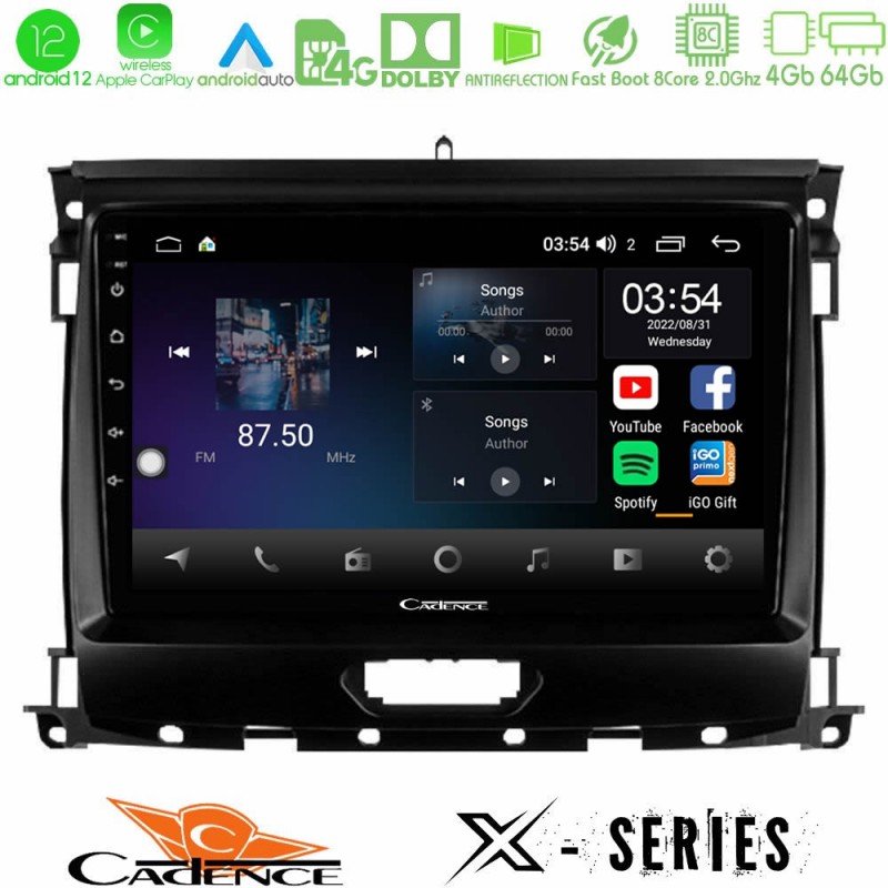 Cadence X Series Ford Ranger 2017-2022 8core Android12 4+64GB Navigation Multimedia Tablet 9