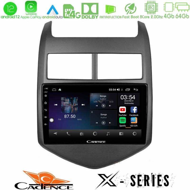 Cadence X Series Chevrolet Aveo 2011-2017 8core Android12 4+64GB Navigation Multimedia Tablet 9