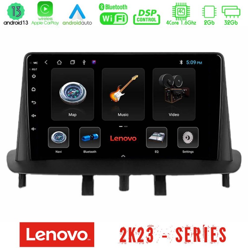 Lenovo Car Pad Renault Megane 3 2009-2013 4Core Android 13 2+32GB Navigation Multimedia Tablet 9