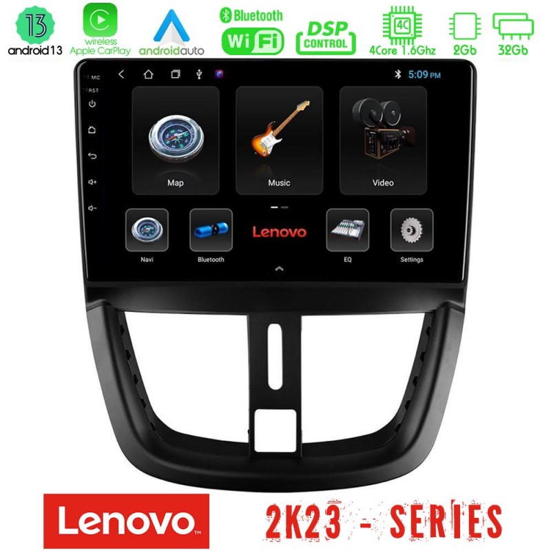 Lenovo Car Pad Peugeot 207 4Core Android 13 2+32GB Navigation Multimedia Tablet 9