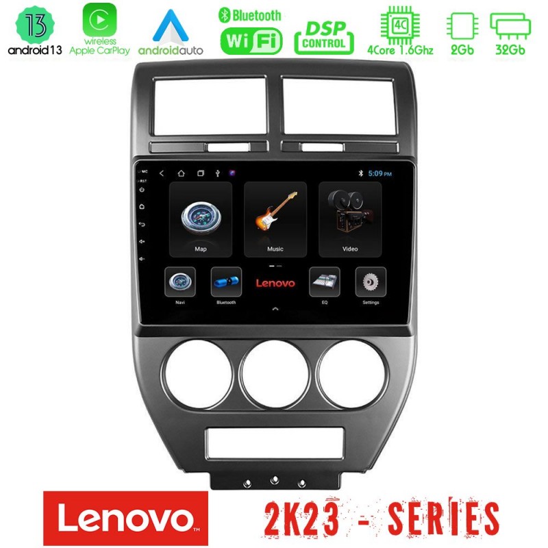 Lenovo Car Pad Jeep Compass/Patriot 2007-2009 4Core Android 13 2+32GB Navigation Multimedia Tablet 10