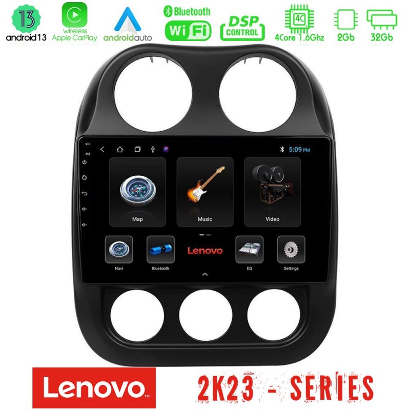 Lenovo Car Pad Jeep Compass 2010-2016 4Core Android 13 2+32GB Navigation Multimedia Tablet 9