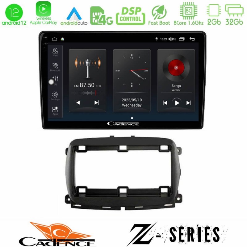 Cadence Z Series  Fiat 500 2016&gt; 8core Android12 2+32GB Navigation Multimedia Tablet 9