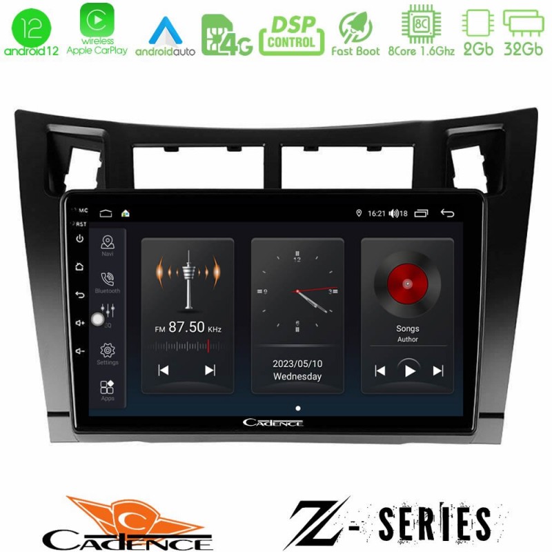 Cadence Z Series Toyota Yaris 8core Android12 2+32GB Navigation Multimedia Tablet 9