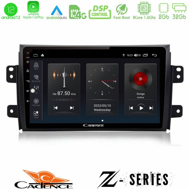 Cadence Z Series Suzuki SX4 2006-2014 Fiat Sedici 2006-2014 8core Android12 2+32GB Navigation Multimedia Tablet 9